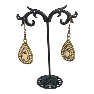 Boho Peach Tear Drop Dangle Pierced Earrings Pastel Orange Retro Revival 2000s